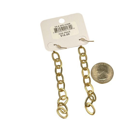 Charming Charlie Hypoallergenic Gold-Tone Chain Link Drop Earrings MSRP 16 - Picture 4 of 5